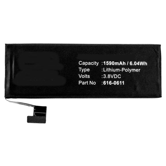 Batteries N Accessories BNA-WB-P9479 Cell Phone Battery - Li-Pol, 3.8V, 1590mAh, Ultra High Capacity - Replacement for Apple 616-0610 Battery