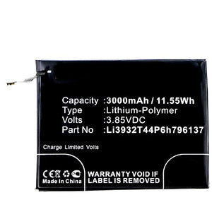 Batteries N Accessories BNA-WB-P8437 Cell Phone Battery - Li-Pol, 3.85V, 3000mAh, Ultra High Capacity Battery - Replacement for Nubia Li3932T44P6h796137 Battery