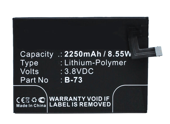 Batteries N Accessories BNA-WB-P3133 Cell Phone Battery - Li-Pol, 3.8V, 2250 mAh, Ultra High Capacity Battery - Replacement for BBK B-73 Battery