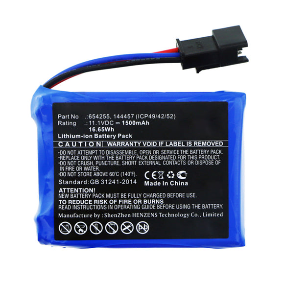 Batteries N Accessories BNA-WB-L15104 Medical Battery - Li-ion, 11.1V, 1500mAh, Ultra High Capacity - Replacement for Medcaptain 654255 Battery