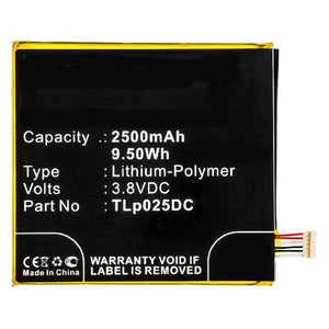 Batteries N Accessories BNA-WB-P8385 Cell Phone Battery - Li-Pol, 3.8V, 2500mAh, Ultra High Capacity Battery - Replacement for Alcatel TLp025D2, TLp025DC Battery