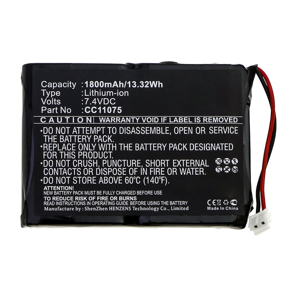 Batteries N Accessories BNA-WB-L14304 Printer Battery - Li-ion, 7.4V, 1800mAh, Ultra High Capacity - Replacement for Zebra CC11075 Battery