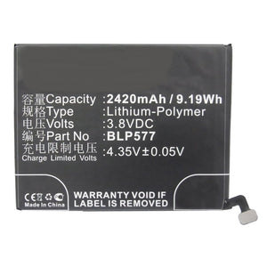 Batteries N Accessories BNA-WB-P3514 Cell Phone Battery - Li-Pol, 3.8V, 2420 mAh, Ultra High Capacity Battery - Replacement for OPPO BLP577 Battery