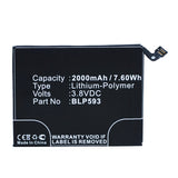 Batteries N Accessories BNA-WB-P14673 Cell Phone Battery - Li-Pol, 3.8V, 2000mAh, Ultra High Capacity - Replacement for OPPO BLP593 Battery