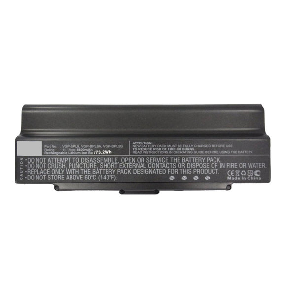 Batteries N Accessories BNA-WB-L16119 Laptop Battery - Li-ion, 11.1V, 6600mAh, Ultra High Capacity - Replacement for Sony VGP-BPL9 Battery