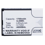 Batteries N Accessories BNA-WB-L9824 Cell Phone Battery - Li-ion, 3.7V, 1700mAh, Ultra High Capacity - Replacement for ALIGATOR A800BAL Battery