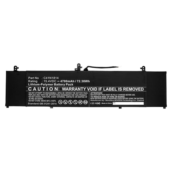 Batteries N Accessories BNA-WB-P10555 Laptop Battery - Li-Pol, 15.4V, 4700mAh, Ultra High Capacity - Replacement for Asus C41N1814 Battery