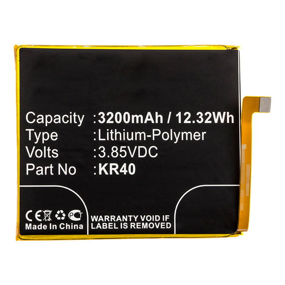 Batteries N Accessories BNA-WB-P14580 Cell Phone Battery - Li-Pol, 3.85V, 3200mAh, Ultra High Capacity - Replacement for Motorola KR40 Battery