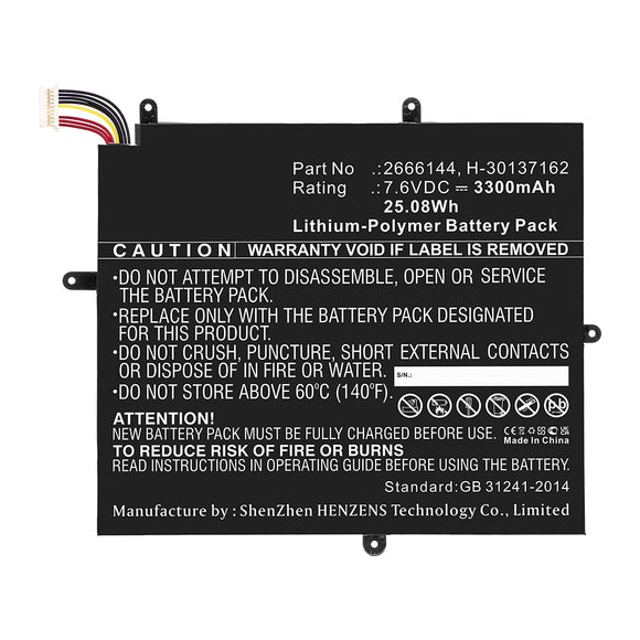 Batteries N Accessories BNA-WB-P17004 Laptop Battery - Li-Pol, 7.6V, 3300mAh, Ultra High Capacity - Replacement for Teclast H-30137162 Battery