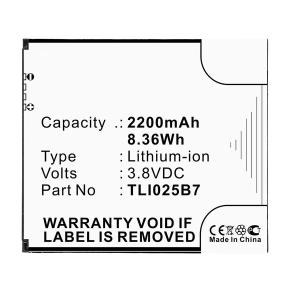 Batteries N Accessories BNA-WB-L14463 Cell Phone Battery - Li-ion, 3.8V, 2200mAh, Ultra High Capacity - Replacement for Alcatel TLI025B7 Battery