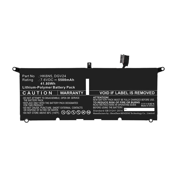 Batteries N Accessories BNA-WB-P15979 Laptop Battery - Li-Pol, 7.6V, 5500mAh, Ultra High Capacity - Replacement for Dell DGV24 Battery
