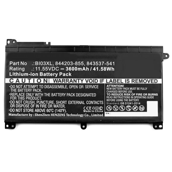 Batteries N Accessories BNA-WB-L9639 Laptop Battery - Li-ion, 11.55V, 3600mAh, Ultra High Capacity - Replacement for HP B103XL Battery