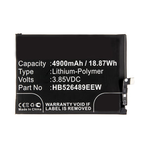 Batteries N Accessories BNA-WB-P11970 Cell Phone Battery - Li-Pol, 3.85V, 4900mAh, Ultra High Capacity - Replacement for Huawei HB526489EEW Battery