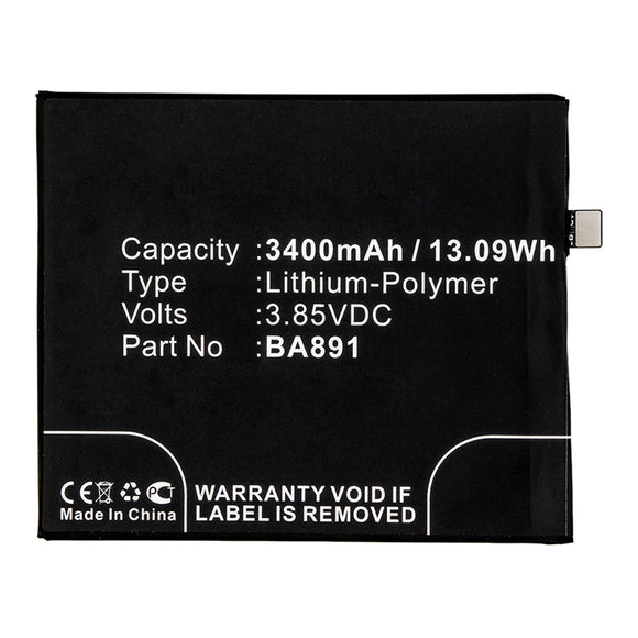 Batteries N Accessories BNA-WB-P14534 Cell Phone Battery - Li-Pol, 3.85V, 3400mAh, Ultra High Capacity - Replacement for MeiZu BA891 Battery