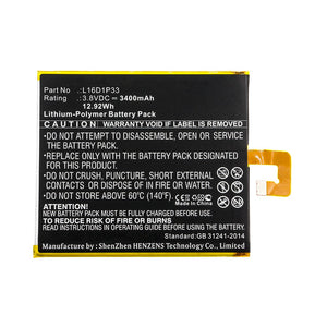 Batteries N Accessories BNA-WB-P12874 Tablet Battery - Li-Pol, 3.8V, 3400mAh, Ultra High Capacity - Replacement for Lenovo L16D1P33 Battery