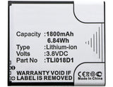 Batteries N Accessories BNA-WB-L8727 Wifi Hotspot Battery - Li-ion, 3.8V, 1800mAh, Ultra High Capacity Battery - Replacement for Alcatel TLi018D1, TLi018D2 Battery