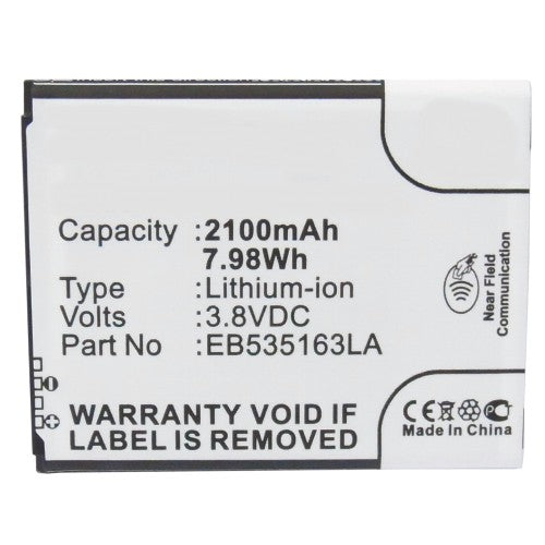 Batteries N Accessories BNA-WB-L8410 Cell Phone Battery - Li-ion, 3.8V, 2100mAh, Ultra High Capacity Battery - Replacement for Samsung EB535163LA, EB535163LU Battery