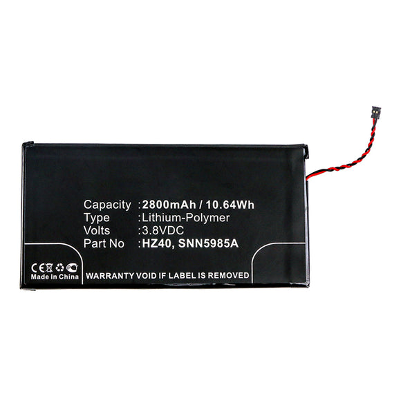 Batteries N Accessories BNA-WB-P14575 Cell Phone Battery - Li-Pol, 3.8V, 2800mAh, Ultra High Capacity - Replacement for Motorola HZ40 Battery