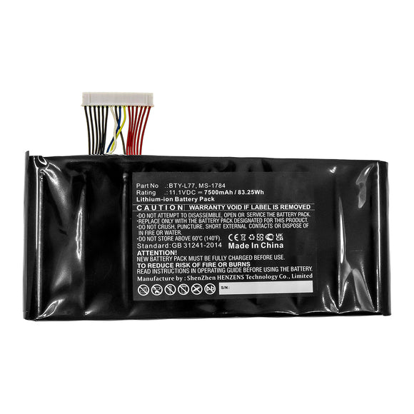 Batteries N Accessories BNA-WB-L15081 Laptop Battery - Li-ion, 11.1V, 7500mAh, Ultra High Capacity - Replacement for MSI BTY-L77 Battery