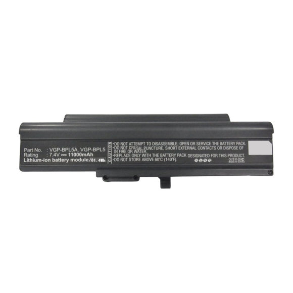 Batteries N Accessories BNA-WB-L16116 Laptop Battery - Li-ion, 7.4V, 11000mAh, Ultra High Capacity - Replacement for Sony VGP-BPL5 Battery