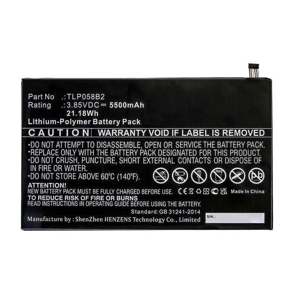 Batteries N Accessories BNA-WB-P16294 Tablet Battery - Li-Pol, 3.85V, 5500mAh, Ultra High Capacity - Replacement for VODAFONE TLP058B2 Battery