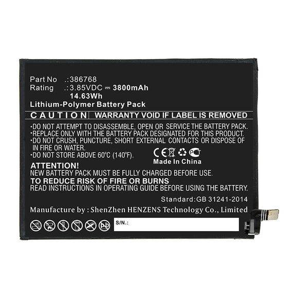 Batteries N Accessories BNA-WB-P14030 Cell Phone Battery - Li-Pol, 3.85V, 3800mAh, Ultra High Capacity - Replacement for Wiko 386768 Battery