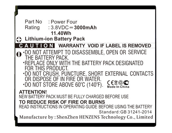 Batteries N Accessories BNA-WB-L17329 Cell Phone Battery - Li-ion, 3.8V, 3000mAh, Ultra High Capacity - Replacement for Highscreen Power Four Battery