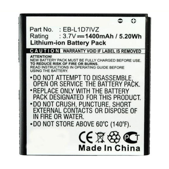 Batteries N Accessories BNA-WB-L13084 Cell Phone Battery - Li-ion, 3.7V, 1400mAh, Ultra High Capacity - Replacement for Samsung EB-L1D7IVZ Battery