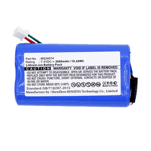 Batteries N Accessories BNA-WB-L16169 Medical Battery - Li-ion, 7.4V, 2600mAh, Ultra High Capacity - Replacement for Drager MS17465 Battery