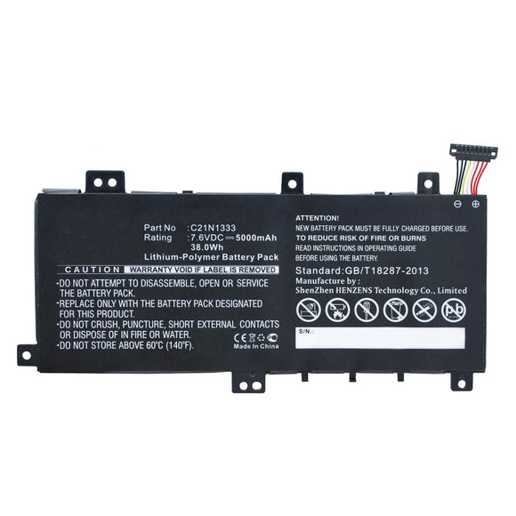 Batteries N Accessories BNA-WB-P10476 Laptop Battery - Li-Pol, 7.6V, 5000mAh, Ultra High Capacity - Replacement for Asus C21N1333 Battery