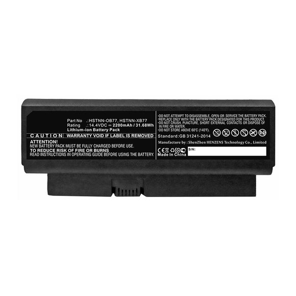 Batteries N Accessories BNA-WB-L16094 Laptop Battery - Li-ion, 14.4V, 2200mAh, Ultra High Capacity - Replacement for HP HSTNN-OB77 Battery