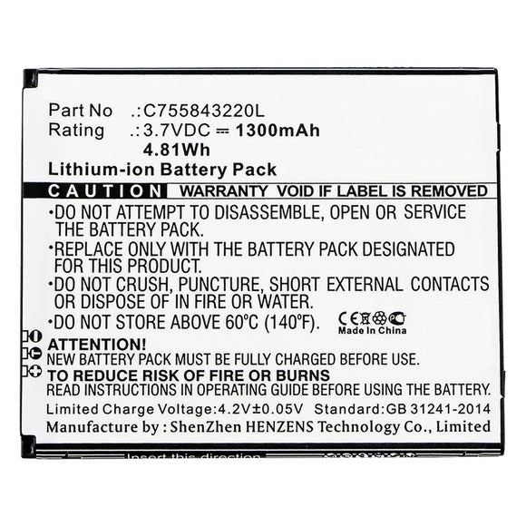 Batteries N Accessories BNA-WB-L9996 Cell Phone Battery - Li-ion, 3.7V, 1300mAh, Ultra High Capacity - Replacement for Blu C755843220L Battery