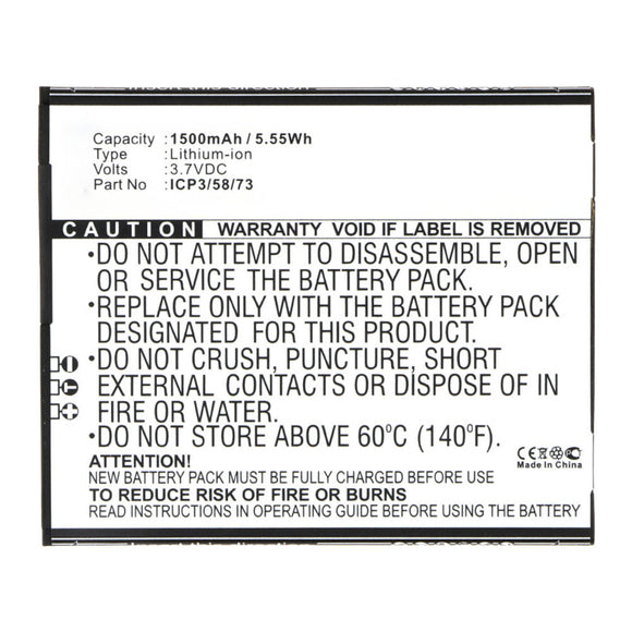 Batteries N Accessories BNA-WB-L16475 Cell Phone Battery - Li-ion, 3.7V, 1500mAh, Ultra High Capacity - Replacement for NAVON ICP3/58/73 Battery