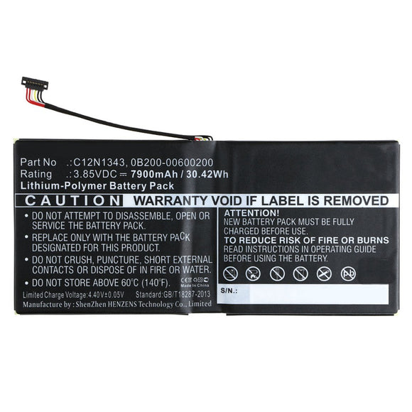 Batteries N Accessories BNA-WB-P10492 Laptop Battery - Li-Pol, 3.85V, 7900mAh, Ultra High Capacity - Replacement for Asus C12N1343 Battery