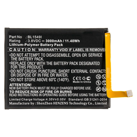 Batteries N Accessories BNA-WB-P9978 Cell Phone Battery - Li-Pol, 3.8V, 3000mAh, Ultra High Capacity - Replacement for Blackview BL1549I Battery