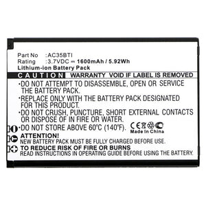 Batteries N Accessories BNA-WB-L9848 Cell Phone Battery - Li-ion, 3.7V, 1600mAh, Ultra High Capacity - Replacement for Archos AC35BTI Battery