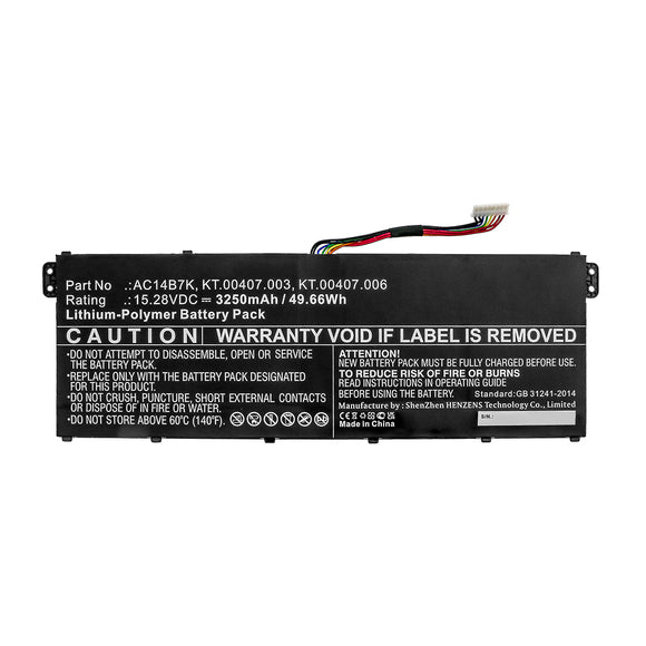 Batteries N Accessories BNA-WB-P15813 Laptop Battery - Li-Pol, 15.28V, 3250mAh, Ultra High Capacity - Replacement for Acer AC14B7K Battery