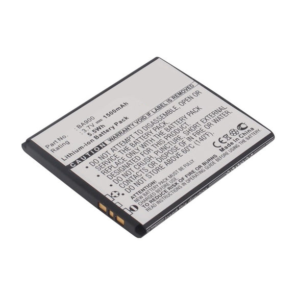 Batteries N Accessories BNA-WB-L11259 Cell Phone Battery - Li-ion, 3.7V, 1500mAh, Ultra High Capacity - Replacement for Sony Ericsson BA900 Battery