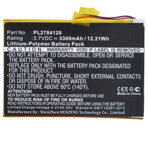 Batteries N Accessories BNA-WB-P8893 Tablet Battery - Li-Pol, 3.7V, 3300mAh, Ultra High Capacity - Replacement for Visual Land PL2784120 Battery