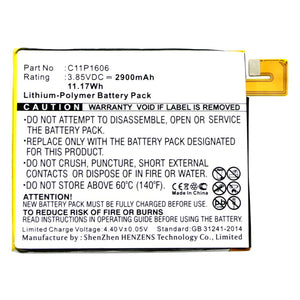 Batteries N Accessories BNA-WB-P9861 Cell Phone Battery - Li-Pol, 3.85V, 2900mAh, Ultra High Capacity - Replacement for Asus C11P1606 Battery