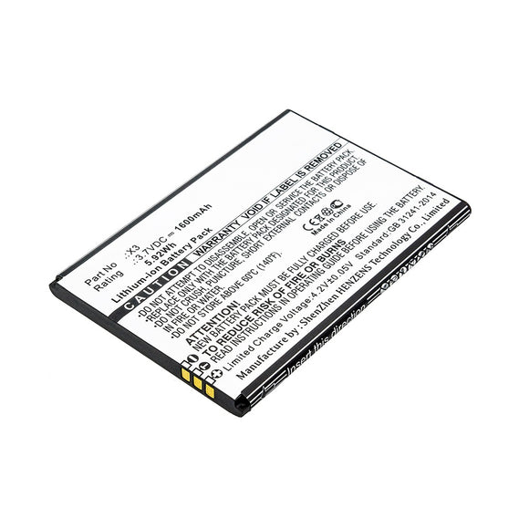 Batteries N Accessories BNA-WB-L10137 Cell Phone Battery - Li-ion, 3.7V, 1600mAh, Ultra High Capacity - Replacement for Doogee X3 Battery