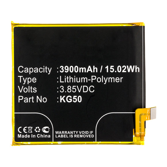 Batteries N Accessories BNA-WB-P14583 Cell Phone Battery - Li-Pol, 3.85V, 3900mAh, Ultra High Capacity - Replacement for Motorola KG50 Battery