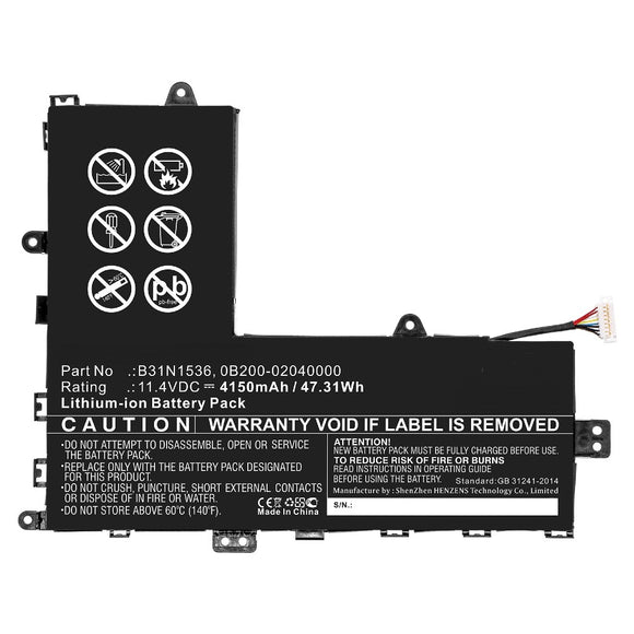 Batteries N Accessories BNA-WB-L10386 Laptop Battery - Li-ion, 11.4V, 4150mAh, Ultra High Capacity - Replacement for Asus B31N1536 Battery