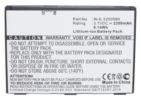 Batteries N Accessories BNA-WB-L8720 Wifi Hotspot Battery - Li-ion, 3.7V, 2200mAh, Ultra High Capacity Battery - Replacement for AT&T 5200080, W-6 Battery