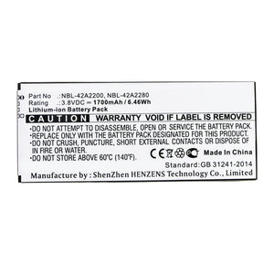 Batteries N Accessories BNA-WB-L13256 Cell Phone Battery - Li-ion, 3.8V, 1700mAh, Ultra High Capacity - Replacement for TP-Link NBL-42A2200 Battery