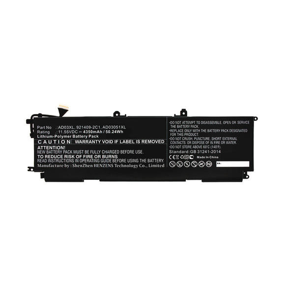 Batteries N Accessories BNA-WB-P11725 Laptop Battery - Li-Pol, 11.55V, 4350mAh, Ultra High Capacity - Replacement for HP AD03XL Battery