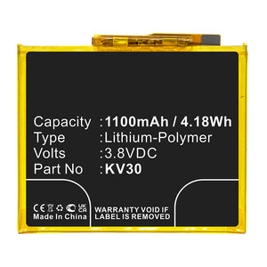 Batteries N Accessories BNA-WB-P16454 Cell Phone Battery - Li-Pol, 3.8V, 1100mAh, Ultra High Capacity - Replacement for Motorola KV30 Battery