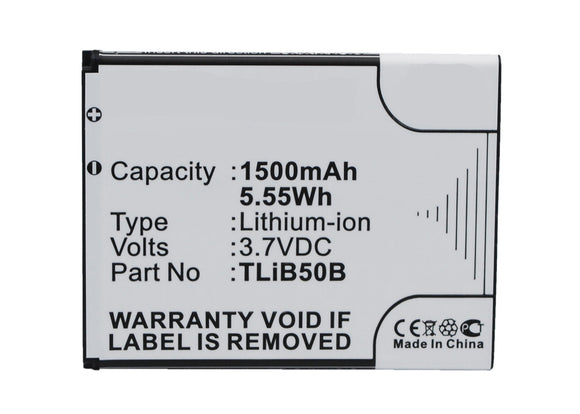 Batteries N Accessories BNA-WB-L3037 Cell Phone Battery - Li-Ion, 3.7V, 1500 mAh, Ultra High Capacity Battery - Replacement for Alcatel CAB60B0000C2 Battery