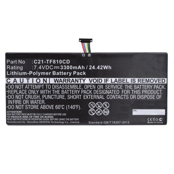 Batteries N Accessories BNA-WB-P11093 Tablet Battery - Li-Pol, 7.4V, 3300mAh, Ultra High Capacity - Replacement for Asus C21-TF810CD Battery