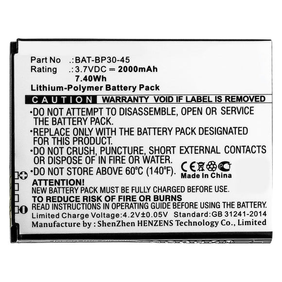 Batteries N Accessories BNA-WB-P9789 Barcode Scanner Battery - Li-Pol, 3.7V, 2000mAh, Ultra High Capacity - Replacement for Bluebird BAT-BP30-45 Battery